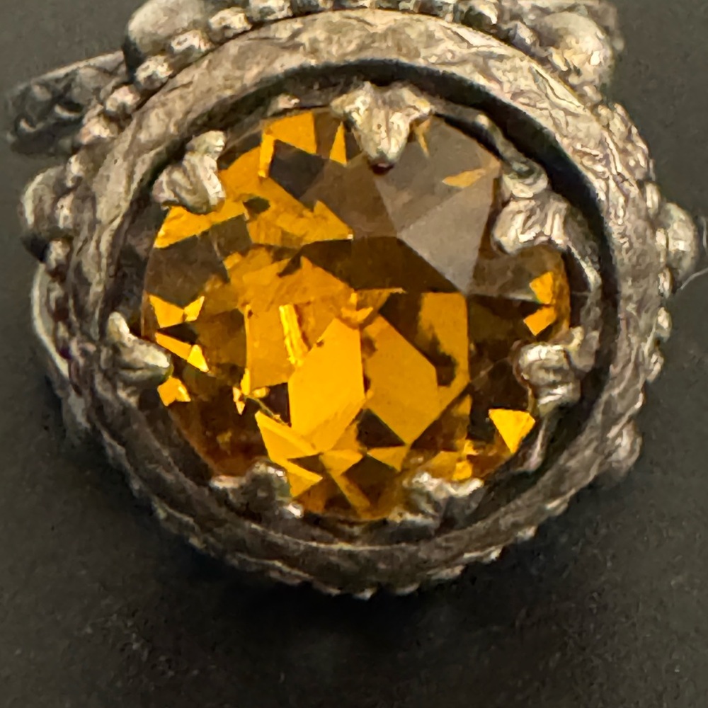 Silver Statement Ring With Amber Gemstone - image 5